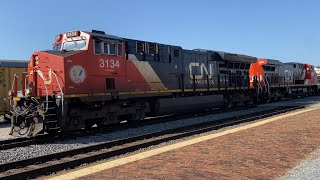 CN A432 Meets a NS Mixed freight in CentrailiaIL [upl. by Anelej975]