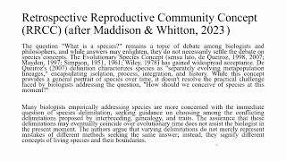 Species Concept Part IX Retrospective Reproductive Community Concept RRCC [upl. by Hardunn34]