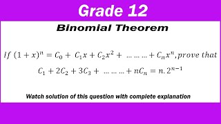 NEB Grade 12 Binomial theorem  C12C23C3nCn  n2n1 [upl. by Anaujik]