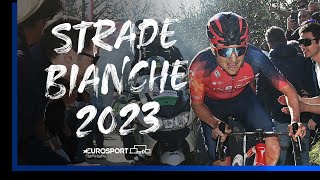 The History Making Push To The Finish Line  Strade Bianche 2023  Eurosport [upl. by Neelav]