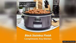 CrockPot Large 8Quart Programmable Slow Cooker with Auto Warm Setting Black Stainless Review [upl. by Elissa]