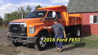 First Drive 2016 Ford F650 crew cab dump bed [upl. by Nnek154]