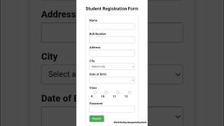 Student Registration Form In Html  shorts html programming coding code [upl. by Joella]