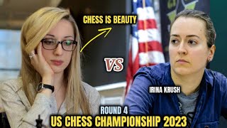 US WOMENS CHESS CHAMPIONSHIP 2023  Nazi Paikidze 2316 VS Irina Krush 2447  ROUND 4 [upl. by Atsahc]