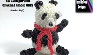 Rainbow Loom 3D Panda Bear AmigurumiLoomigurumi FigureDollToy  Hook Only Loomless Loomless [upl. by Auginahs]