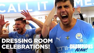 DRESSING ROOM CELEBRATIONS FOR MAN CITYS PREMIER LEAGUE WIN [upl. by Chaing]