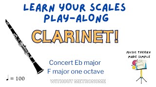 🎵CLARINET F Scale PLAYALONG exercises  NO metronome 🎶 [upl. by Acirret419]