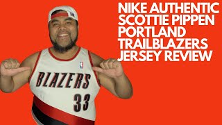 NIKE AUTHENTIC PORTLAND TRAIL BLAZERS SCOTTIE PIPPEN HOME WHITE AUTHENTIC JERSEY REVIEW [upl. by Percy]