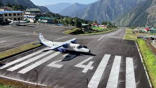 Lukla Airport Nepal Everest Trek Thrilling airplane takeoff moment ✈️ [upl. by Lemrahc916]