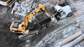 Excavator almost hit by dump truck [upl. by Arimihc]