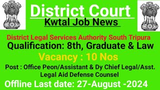 KwtalNew Job Notification  District Court South Tripura 2024 [upl. by Shererd221]