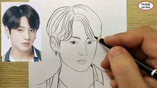 VERY EASY  How to draw jungkook bts  learn drawing academy [upl. by Yerkovich]