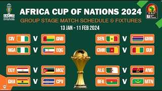 CAF 2024 Africa Cup of Nations Group stage Match Schedule and Fixtures [upl. by Adnuahsar589]