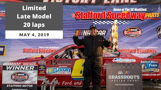 Limited Late Model 20 lap Feature  Stafford Speedway  May 4 2019 [upl. by Bunce]