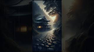 ⛈️🌧️ Rainy Path Serene Temple 😴 Sleep Relax amp Meditate  ASMR 🌿🐺🦇🐦 RelaxingRain Sleep [upl. by Herahab]