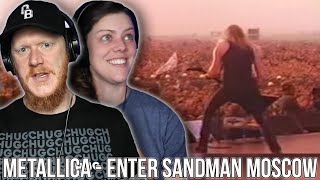 COUPLE React to Metallica  Enter Sandman Live Moscow 1991  OFFICE BLOKE DAVE [upl. by Marcus226]