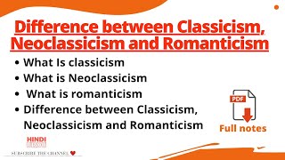 Difference between Classicism Neoclassicism and Romanticism  Characteristics [upl. by Einaffit]