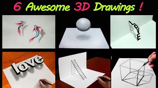 6 Easy 3D Drawing Tutorial  😱 Easy 3D illusion Drawing tutorials [upl. by Atiz]