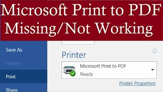 MICROSOFT PRINT TO PDF IS GONE Microsoft print pdf is missingnot working [upl. by Josephine]