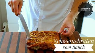 Schweinebraten vom Bauch mit Soße porkbelly  BAYERWALD BUTCHER [upl. by Annawyt]