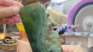 Cutting Slices Of Pounamu New Zealand Jade [upl. by Iborian]