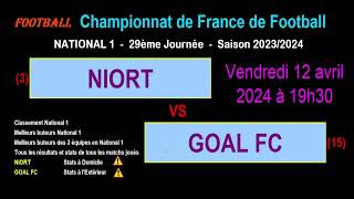 NIORT  GOAL FC  match de football de la 29ème journée de National 1  Saison 20232024 [upl. by Reprah]