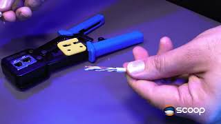 How to use Scoops EZ Combo RJ45 Crimp Tool Crimping Made Easy [upl. by Ruomyes572]