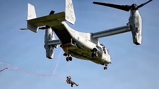 Marines Rappelling amp Fast Rope Training • MV22 Osprey [upl. by Arathorn25]