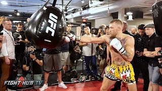 FULL amp UNCUT  CONOR MCGREGORS MEDIA WORKOUT FOR FLOYD MAYWEATHER JR [upl. by Anahsahs531]