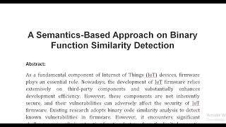 A Semantics Based Approach on Binary Function Similarity Detection [upl. by Oakes]