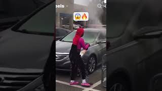 Man Breaks Window to Stop Car Fire in Parking Lot shorts shortfeed [upl. by Allveta508]