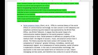 Explanation of Social Presence Theoretical Framework [upl. by Oicnerual]