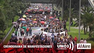 Manifestaciones convocadas por FECODE ante allanamiento de Fiscalía  Noticias Uno Al Aire [upl. by Pesek281]