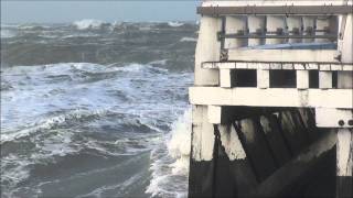 5 JAN 2012 BELGIAN COAST NIEUWPOORT WESTERSTAKETSEL ZWARE STORM Video HD [upl. by Aggie]