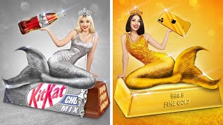 GOLD VS SILVER Challenge  Crazy War Gold vs Silver Girl for 24 HOURS One Color Battle by RATATA [upl. by Landy]