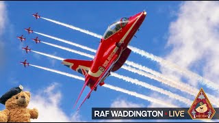 LIVE RAF WADDINGTON RED ARROWS TYPHOON amp FALCONS DISPLAY PLUS LANCASTER BOMBER amp F35B • 031024 [upl. by Ahsitneuq]