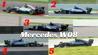 F1 2017 Mercedes W08  5 different Shark fin focus video  Tests Montmelò [upl. by Laicram122]