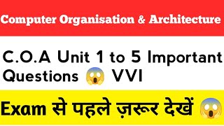 COA RGPV Unit 1 to 5 Important Questions  COA Vvi Topics [upl. by Lalaj]