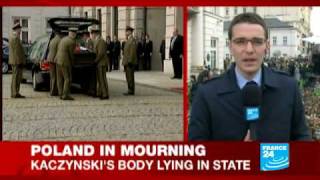 Poland Kaczynskis body lying in state [upl. by Ahsyekat60]