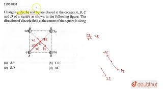 Charges q 2q3q and 4q are placed at the corners ABC and D of a square as shown [upl. by Assirhc99]