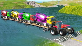 Cars Speed Bumps Flatbed Truck  Cars vs Deep Water  beamngdrive [upl. by Gleeson]