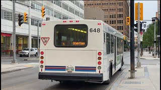 Winnipeg Transit 1995 New Flyer D40LF 648 on the 42 Plessis Express to Downtown [upl. by Abbot]