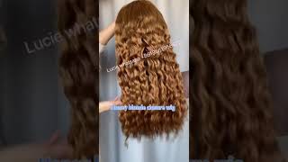 Closure wig honey blonde curly hair  high quality high density hair factory custom hair fashion [upl. by Hutton3]