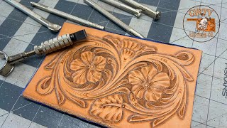 Beginner Leather Tools Only  Tooling a Floral Pattern [upl. by Glasgo]