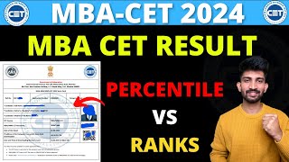 MBA CET RESULT 2024  Mba Cet Result Percentile Vs Ranks 2024 [upl. by Erodroeht]