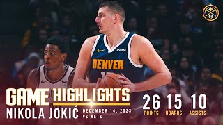 Nikola Jokić Records 10th TripleDouble 🎥  121423 Game Highlights [upl. by Iseabal]