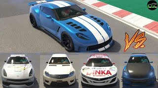 GTA 5  Top Speed Drag Race Ocelot Pariah vs Massacro Jester Elegy V12 Banshee etc [upl. by Kinnie]