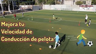 Entrenamiento de velocidad de conducción de balón y persecución del contrario Fútbol [upl. by Sucerdor]