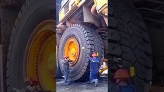 How Giant Mining Truck Tires Are Changed giant miningtruck telugufacts shorts trucktires [upl. by Annoved]