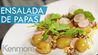 Ensalada de Papas con Mayonesa Picante Maíz Quemado Rábanos y Salsa Criolla Receta [upl. by Lenuahs264]